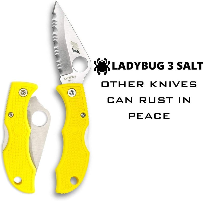 Spyderco Ladybug 3 Salt Folding Pocket Knife with 1.9" H-2 Steel Blade and FRN Handle - EDC Knife for Men and Women, Perfect for Hunting, Tactical, Camping, Survival, Hiking - PlainEdge - LYLP3 - Image 2